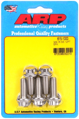 "3/8""-16 x 1.000 12pt 7/16 wrenching SS bolts" (5pcs)