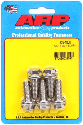 "3/8""-16 x 1.000 hex 7/16 wrenching SS bolts" (5pcs)