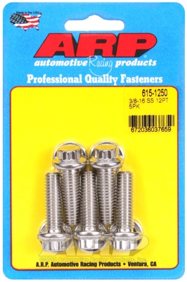 "3/8""-16 x 1.250 12pt 7/16 wrenching SS bolts" (5pcs)