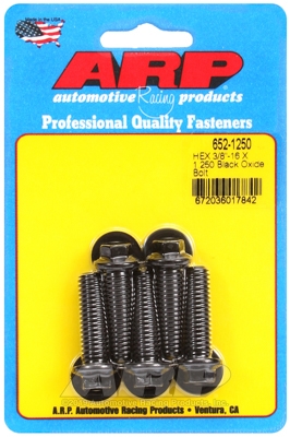 "3/8""-16 X 1.250 hex black oxide bolts" (5pcs)