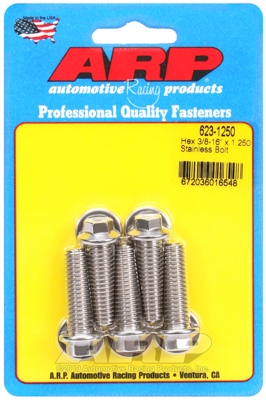 "3/8""-16 x 1.250 hex SS bolts" (5pcs)