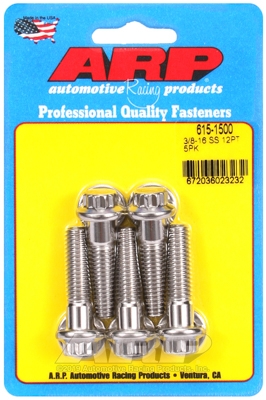 "3/8""-16 x 1.500 12pt 7/16 wrenching SS bolts" (5pcs)