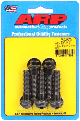 "3/8""-16 X 1.500 hex black oxide bolts" (5pcs)