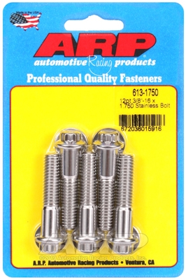 "3/8""-16 x 1.750 12pt SS bolts" (5pcs)