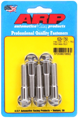 "3/8""-16 x 1.750 hex SS bolts" (5pcs)