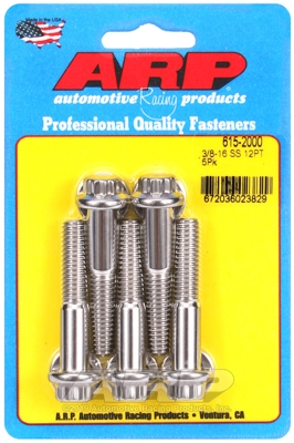 "3/8""-16 x 2.000 12pt 7/16 wrenching SS bolts" (5pcs)