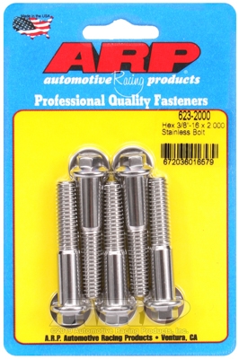 "3/8""-16 x 2.000 hex SS bolts" (5pcs)