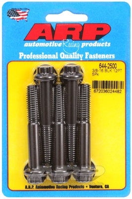 "3/8""-16 x 2.500 12pt 7/16 wrenching black oxide bolts"5pcs