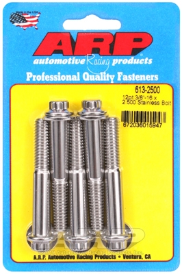 "3/8""-16 x 2.500 12pt SS bolts" (5pcs)