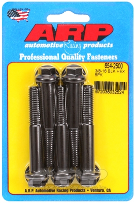 "3/8""-16 x 2.500 hex 7/16 wrenching black oxide bolts"(5pcs