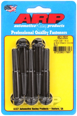 "3/8""-16 X 2.500 hex black oxide bolts" (5pcs)