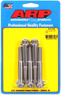 "3/8""-16 x 2.750 12pt 7/16 wrenching SS bolts" (5pcs)