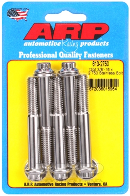 "3/8""-16 x 2.750 12pt SS bolts" (5pcs)