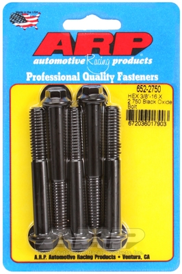 "3/8""-16 X 2.750 hex black oxide bolts" (5pcs)