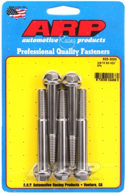 "3/8""-16 x 3.000 hex 7/16 wrenching SS bolts" (5pcs)