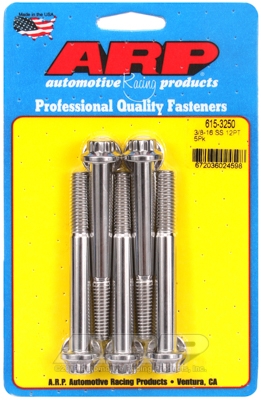 "3/8""-16 x 3.250 12pt 7/16 wrenching SS bolts" (5pcs)