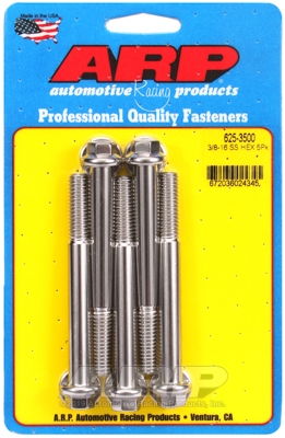 "3/8""-16 x 3.500 hex 7/16 wrenching SS bolts" (5pcs)
