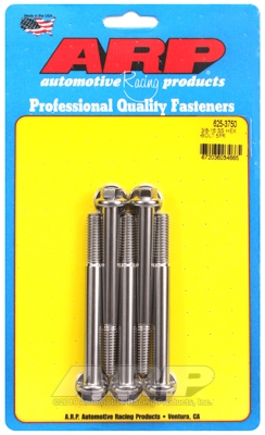"3/8""-16 x 3.750 hex 7/16 wrenching SS bolts" (5pcs)