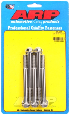 "3/8""-16 x 4.000 hex 7/16 wrenching SS bolts" (5pcs)
