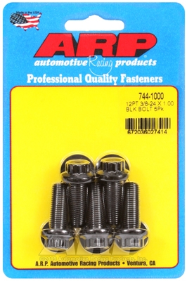 "3/8""-24 x 1.000 12pt 7/16 wrenching black oxide bolts"5pcs