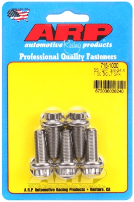 "3/8""-24 x 1.000 12pt 7/16 wrenching SS bolts" (5pcs)