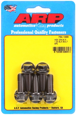 "3/8""-24 x 1.000 hex 7/16 wrenching black oxide bolts" 5pcs
