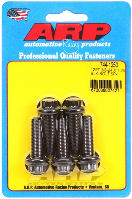 "3/8""-24 x 1.250 12pt 7/16 wrenching black oxide bolts"5pcs