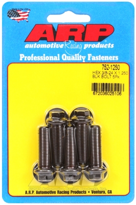 "3/8""-24 x 1.250 hex black oxide bolts" (5pcs)
