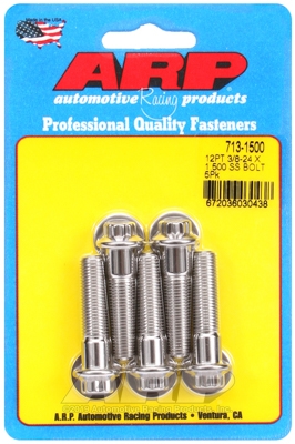 "3/8""-24 x 1.500 12pt SS bolts" (5pcs)