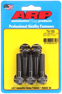 "3/8""-24 x 1.500 hex 7/16 wrenching black oxide bolts" 5pcs