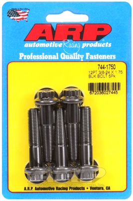 "3/8""-24 x 1.750 12pt 7/16 wrenching black oxide bolts"5pcs
