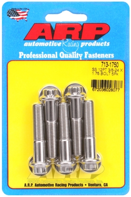 "3/8""-24 x 1.750 12pt SS bolts" (5pcs)