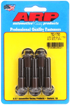 "3/8""-24 x 1.750 hex black oxide bolts" (5pcs)