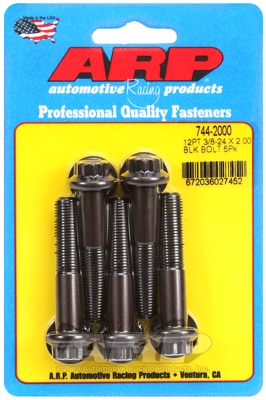 "3/8""-24 x 2.000 12pt 7/16 wrenching black oxide bolts"5pcs