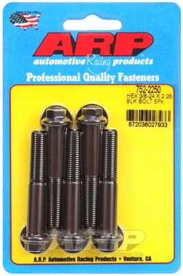 "3/8""-24 x 2.250 hex black oxide bolts" (5pcs)
