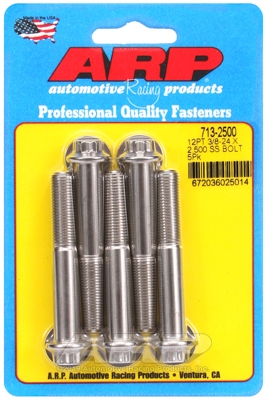 "3/8""-24 x 2.500 12pt SS bolts" (5pcs)