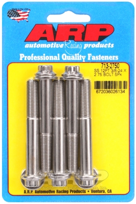 "3/8""-24 x 2.750 12pt SS bolts" (5pcs)