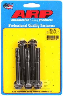 "3/8""-24 x 2.750 hex 7/16 wrenching black oxide bolts" 5pcs