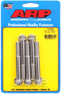 "3/8""-24 x 3.000 12pt SS bolts" (5pcs)