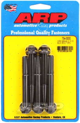 "3/8""-24 x 3.000 hex 7/16 wrenching black oxide bolts" 5pcs