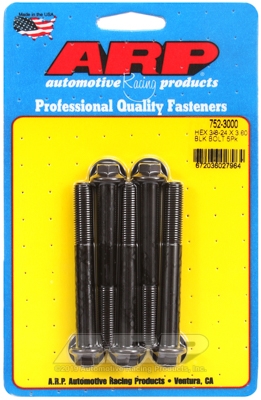 "3/8""-24 x 3.000 hex black oxide bolts" (5pcs)