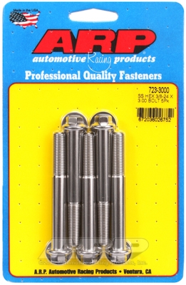 "3/8""-24 x 3.000 hex SS bolts" (5pcs)