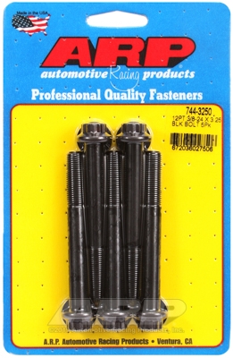 "3/8""-24 x 3.250 12pt 7/16 wrenching black oxide bolts"5pcs