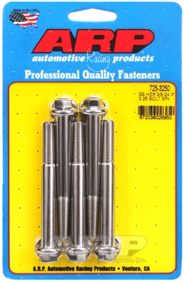"3/8""-24 x 3.250 hex 7/16 wrenching SS bolts" (5pcs)