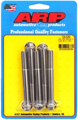 "3/8""-24 x 3.250 hex SS bolts" (5pcs)