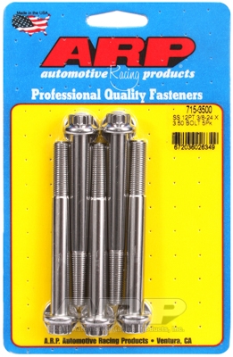 "3/8""-24 x 3.500 12pt 7/16 wrenching SS bolts" (5pcs)