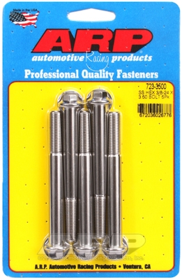 "3/8""-24 x 3.500 hex SS bolts" (5pcs)