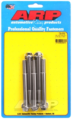 "3/8""-24 x 3.750 hex 7/16 wrenching SS bolts" (5pcs)