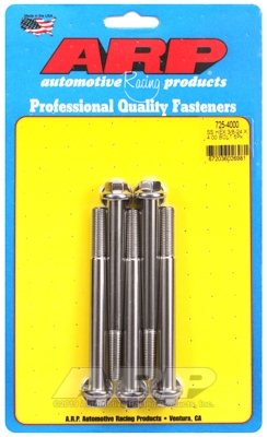 "3/8""-24 x 4.000 hex 7/16 wrenching SS bolts" (5pcs)