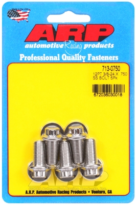 "3/8""-24 x  .750 12pt SS bolts" (5pcs)